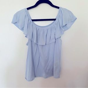 H&M Flowy-Off the Shoulder Baby Blue Top - XS